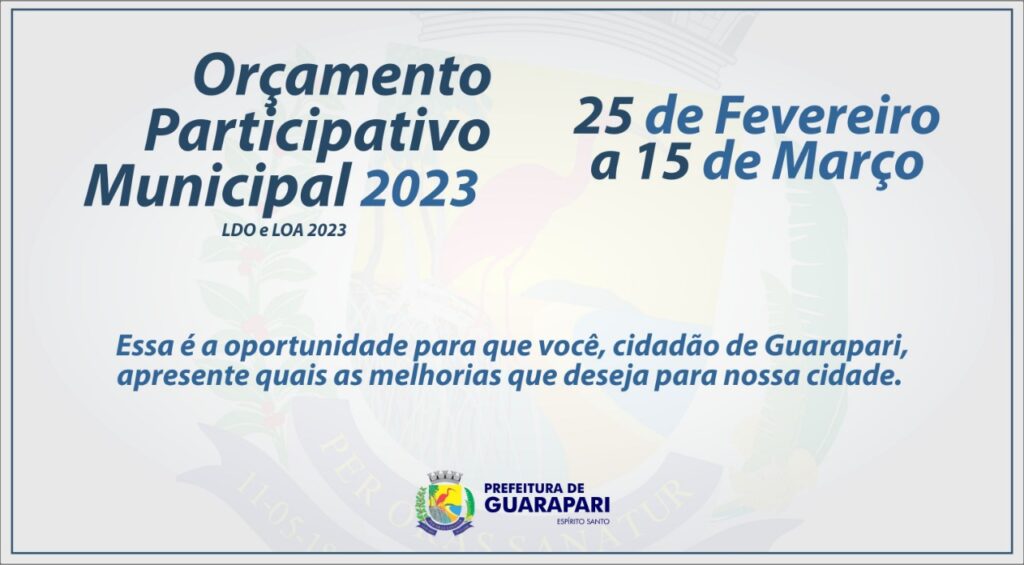 Orçamento Participativo: população de Guarapari pode propor investimentos da Prefeitura