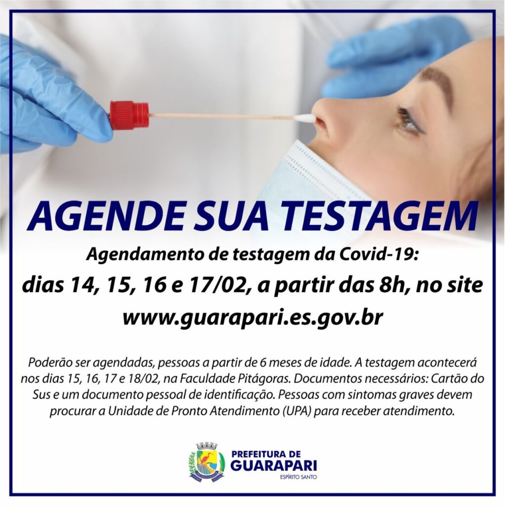 Guarapari abre novo agendamento para realização do teste de antígeno da Covid-19