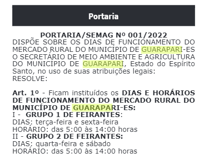 Abertura do Mercado do Produtor Rural segue indefinida em Guarapari