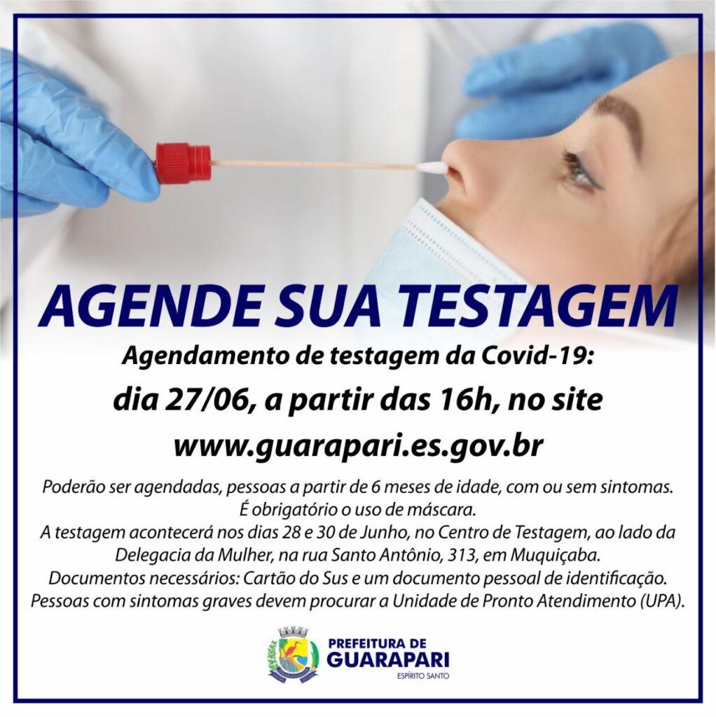 Guarapari abre agendamento para teste de antígeno da Covid-19