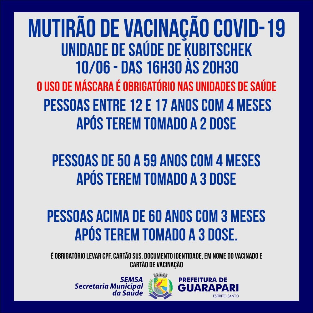 Guarapari promove mutirão de vacinação contra Covid-19 em Unidade de Saúde nesta sexta (10)