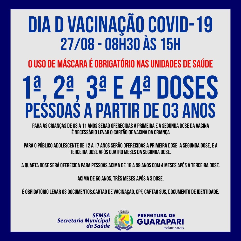 Guarapari realiza Dia D de vacinação contra a covid-19