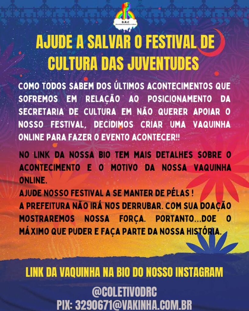 campanha drc - Coletivo inicia campanha para viabilizar o 1° Festival de Cultura das Juventudes de Guarapari