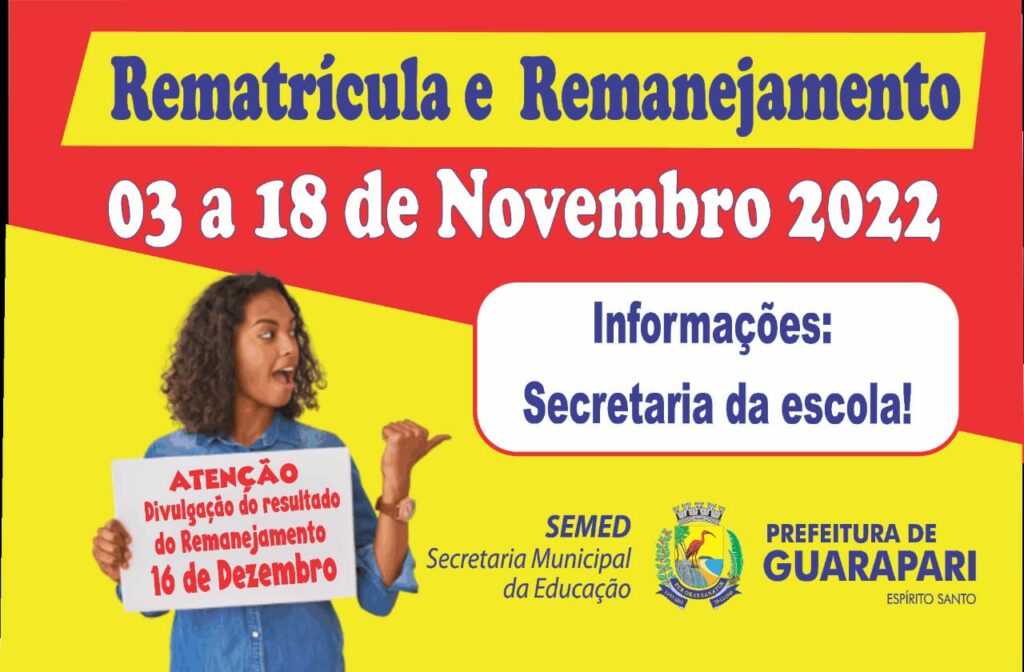 Guarapari abre período de rematrícula e remanejamento da rede pública municipal