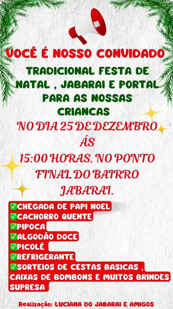 Crianças do Jabaraí e Portal terão tradicional festa de Natal com Papai Noel em Guarapari