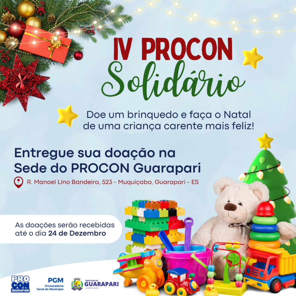 Procon Solidário arrecada brinquedos para Natal de crianças carentes de Guarapari