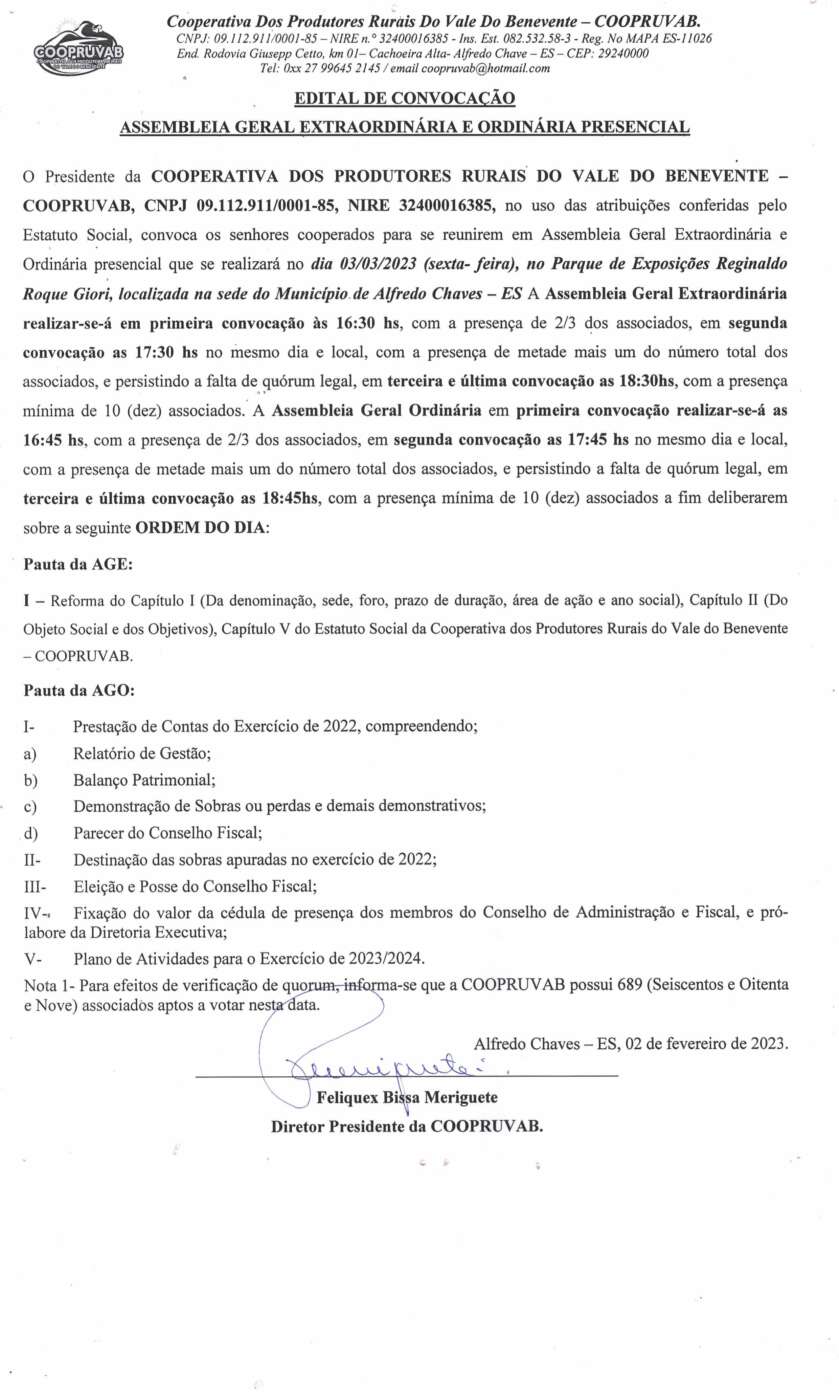 Coopruvab edital assembleia ordinária 2023