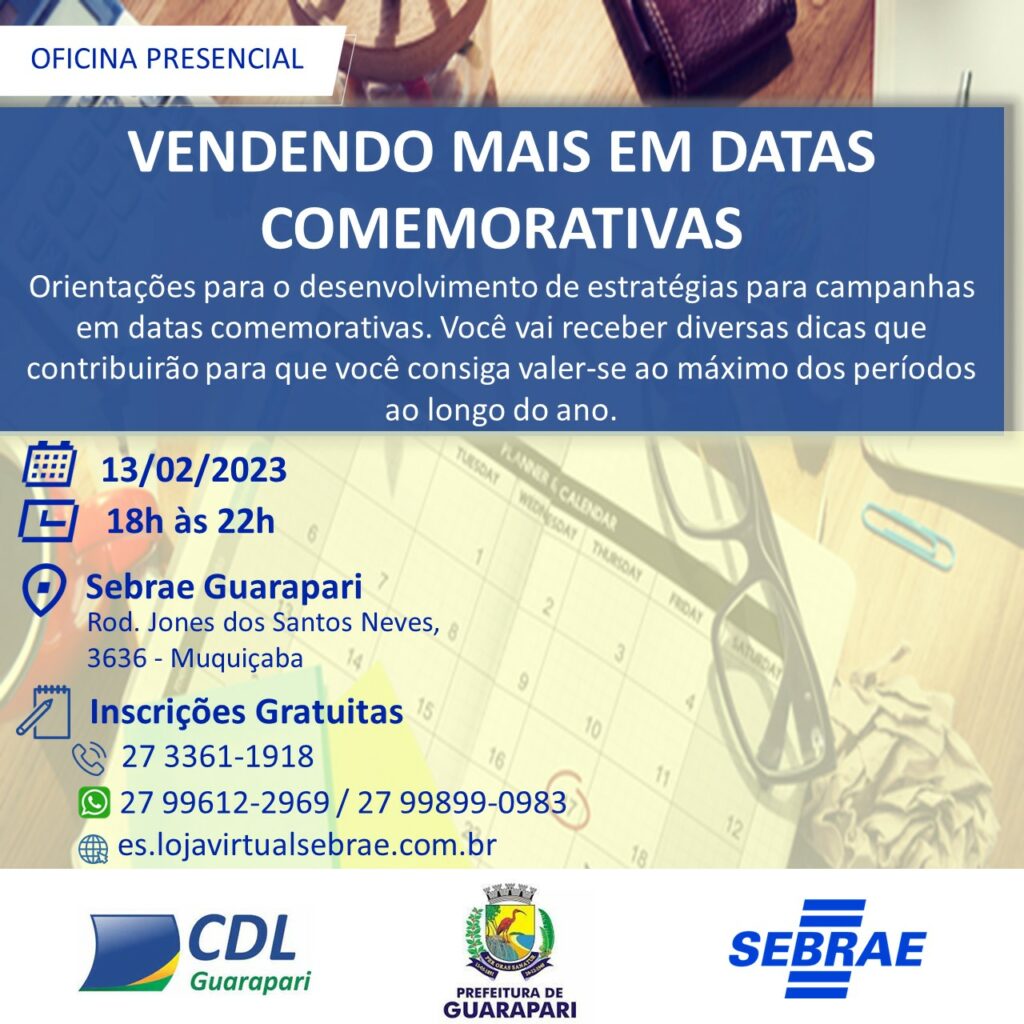 oficina sebrae guarapari - Prefeitura de Guarapari e Sebrae oferecem oficina gratuita sobre vendas nesta segunda (13)