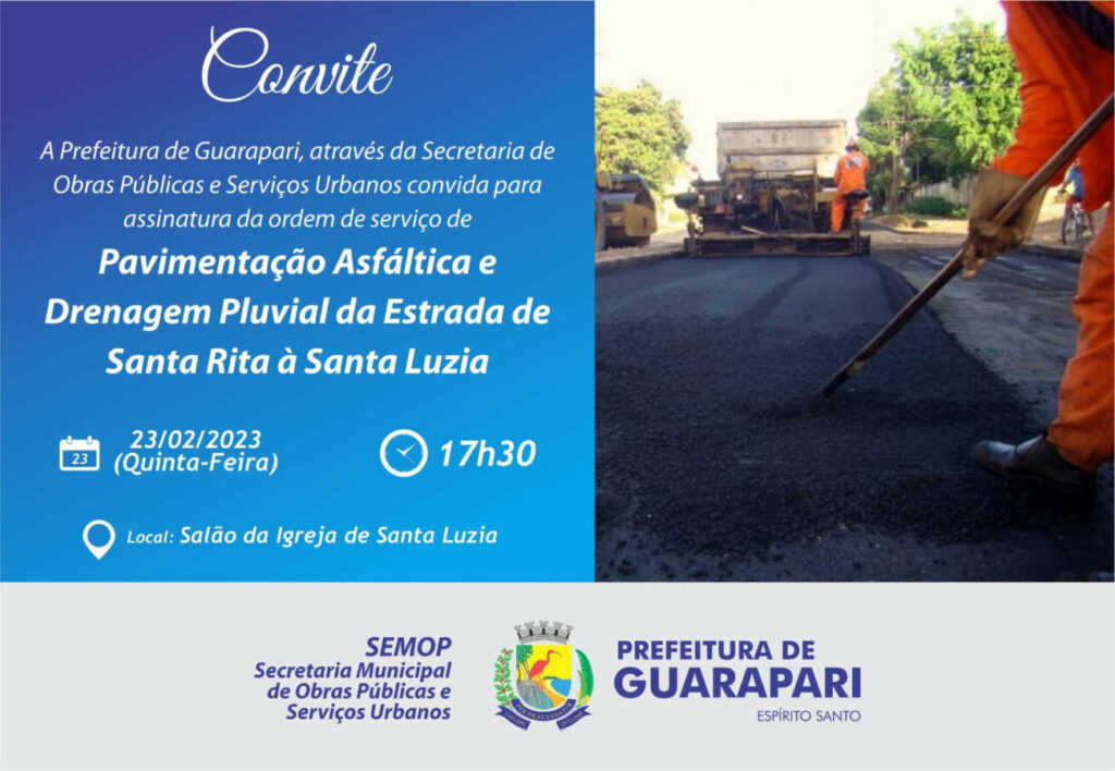 Comunidade de Santa Luzia receberá obra de drenagem e pavimentação em Guarapari