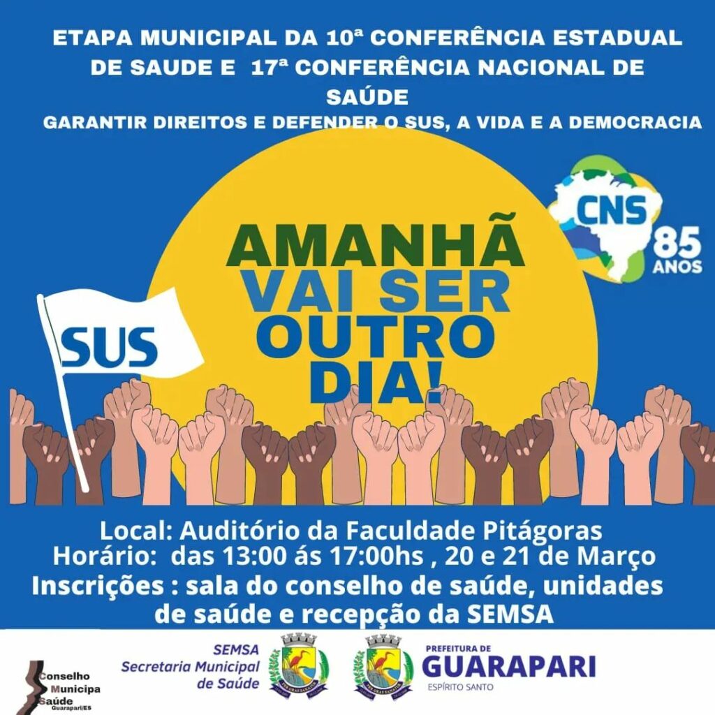 Etapa municipal da Conferência Estadual de Saúde começa nesta segunda (20) em Guarapari