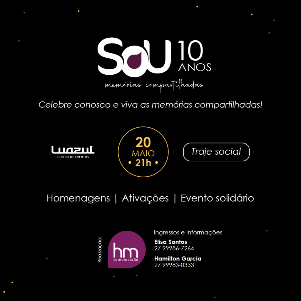 Festa de 10 anos da revista Sou em Guarapari tem novos patrocinadores