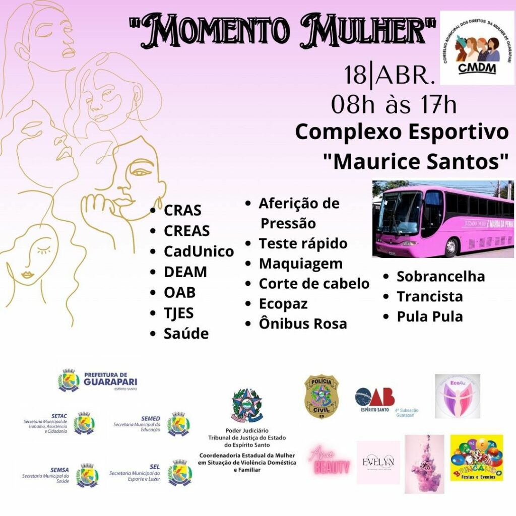 Momento Mulher: ação promove diversas atividades nesta terça (18) em Guarapari