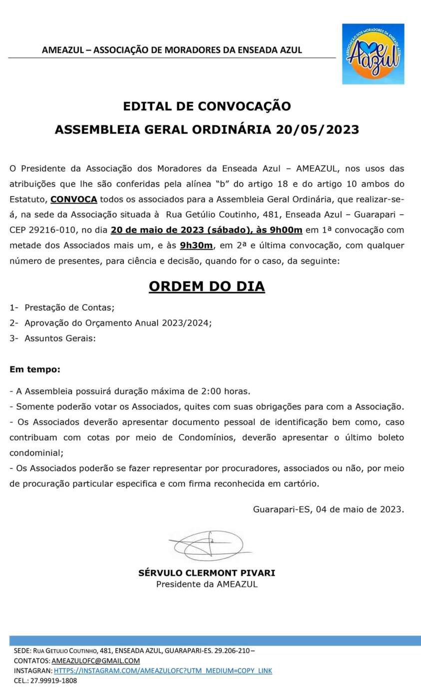 AMEAZUL – Edital de Convocação