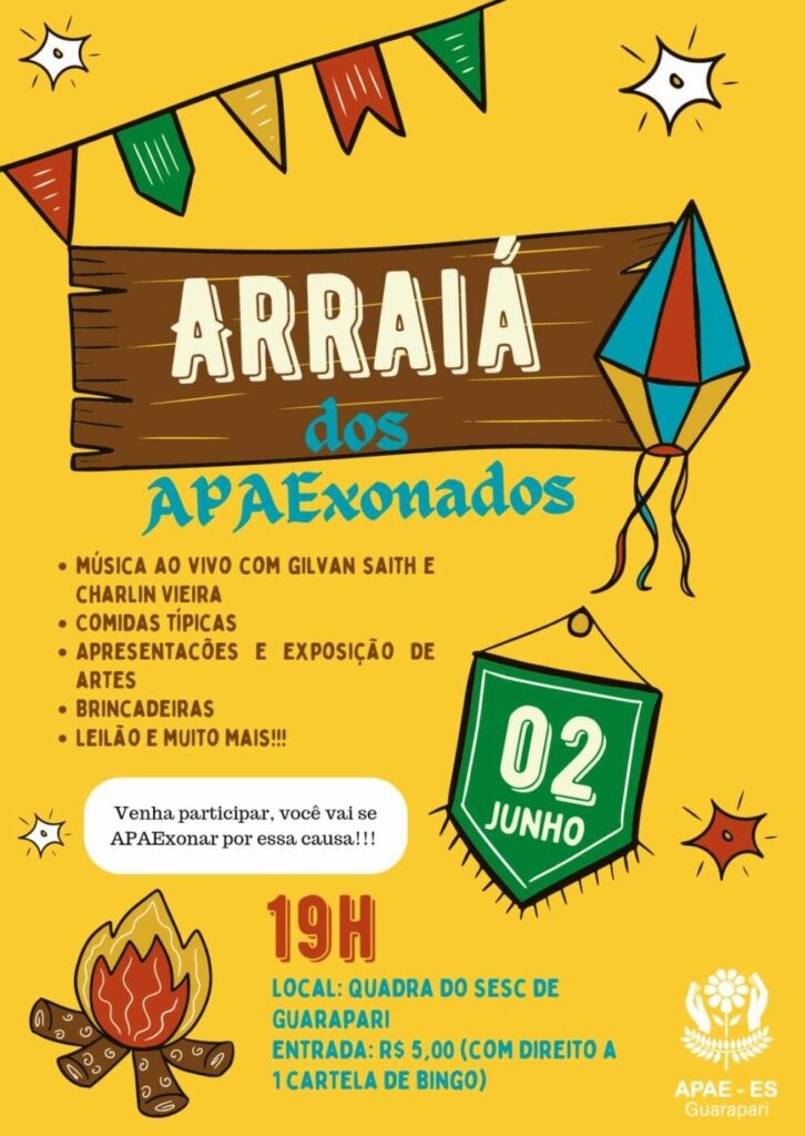 Arraiá dos APAExonados: Apae Guarapari realiza tradicional festa nesta sexta (02)