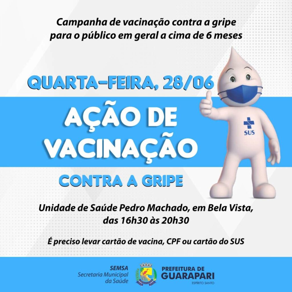 Prefeitura de Guarapari realiza ação de vacinação contra influenza na próxima quarta (28)