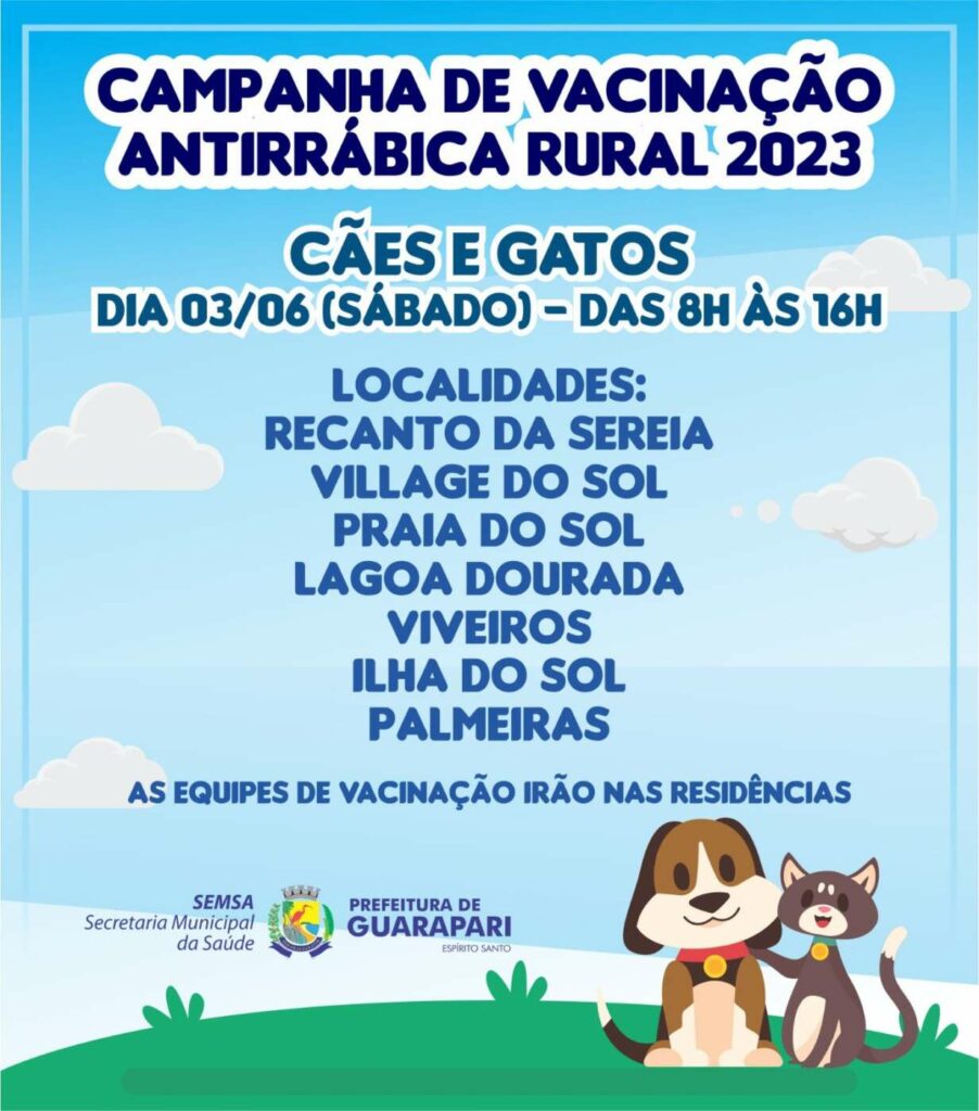 Guarapari inicia campanha de vacinação antirrábica nesse sábado (03)
