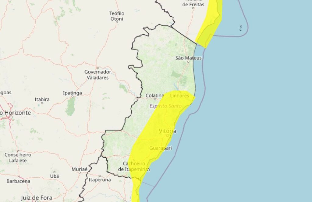 Chuva: Guarapari e mais 33 cidades capixabas recebem alerta amarelo do Inmet
