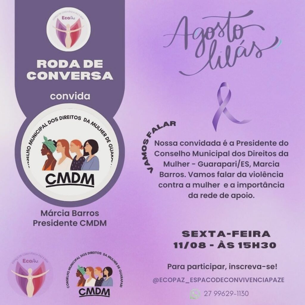 WhatsApp Image 2023 08 07 at 16.37.09 - Agosto Lilás: EcoPaz promove roda de conversa em Guarapari