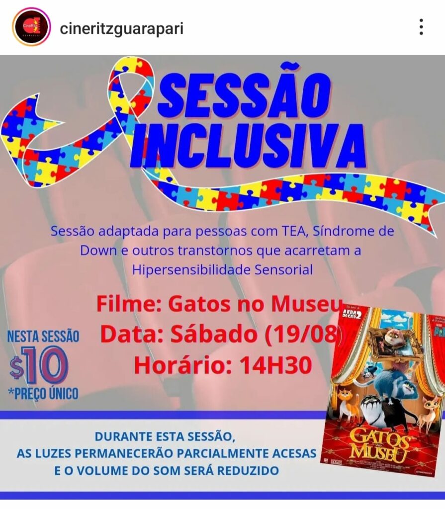 WhatsApp Image 2023 08 17 at 08.27.35 - Cinema fará nova sessão inclusiva para pessoas com Síndrome de Down e autismo em Guarapari