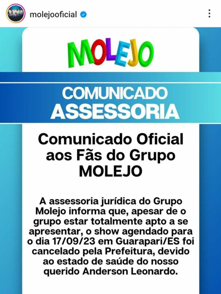 Festa da Cidade: show do Molejo é cancelado em Guarapari