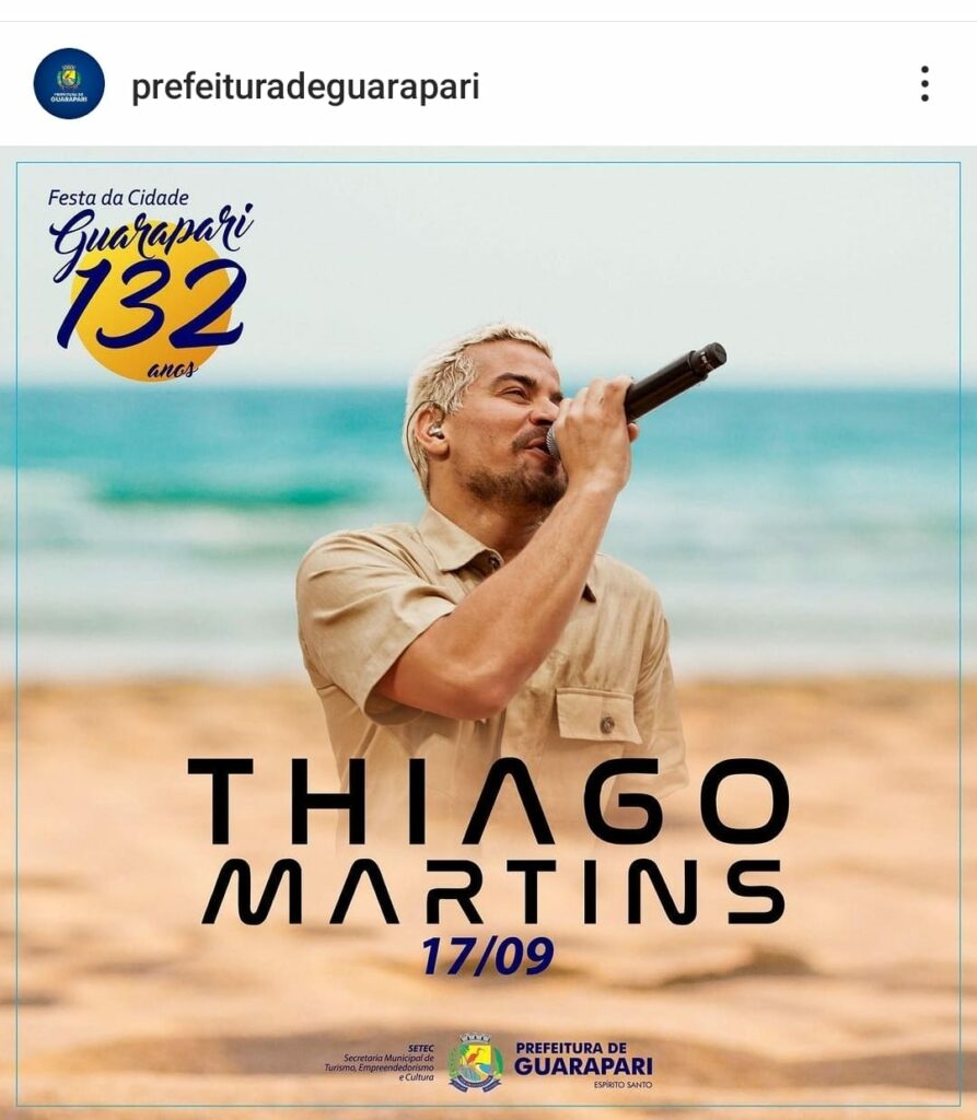 WhatsApp Image 2023 09 13 at 17.05.39 - Festa da Cidade: Thiago Martins substitui Molejo no show de domingo (17) em Guarapari