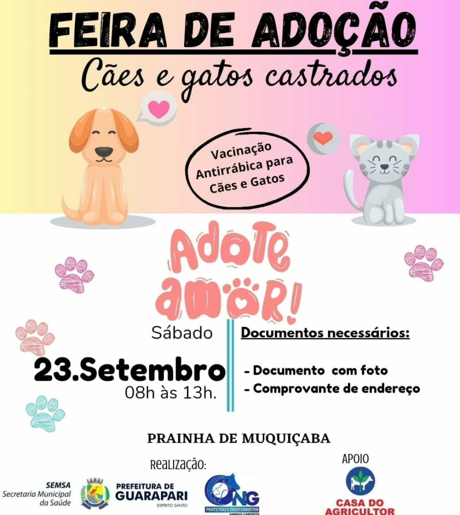WhatsApp Image 2023 09 22 at 10.31.04 - Guarapari recebe feira de adoção de cães e gatos neste sábado (23)