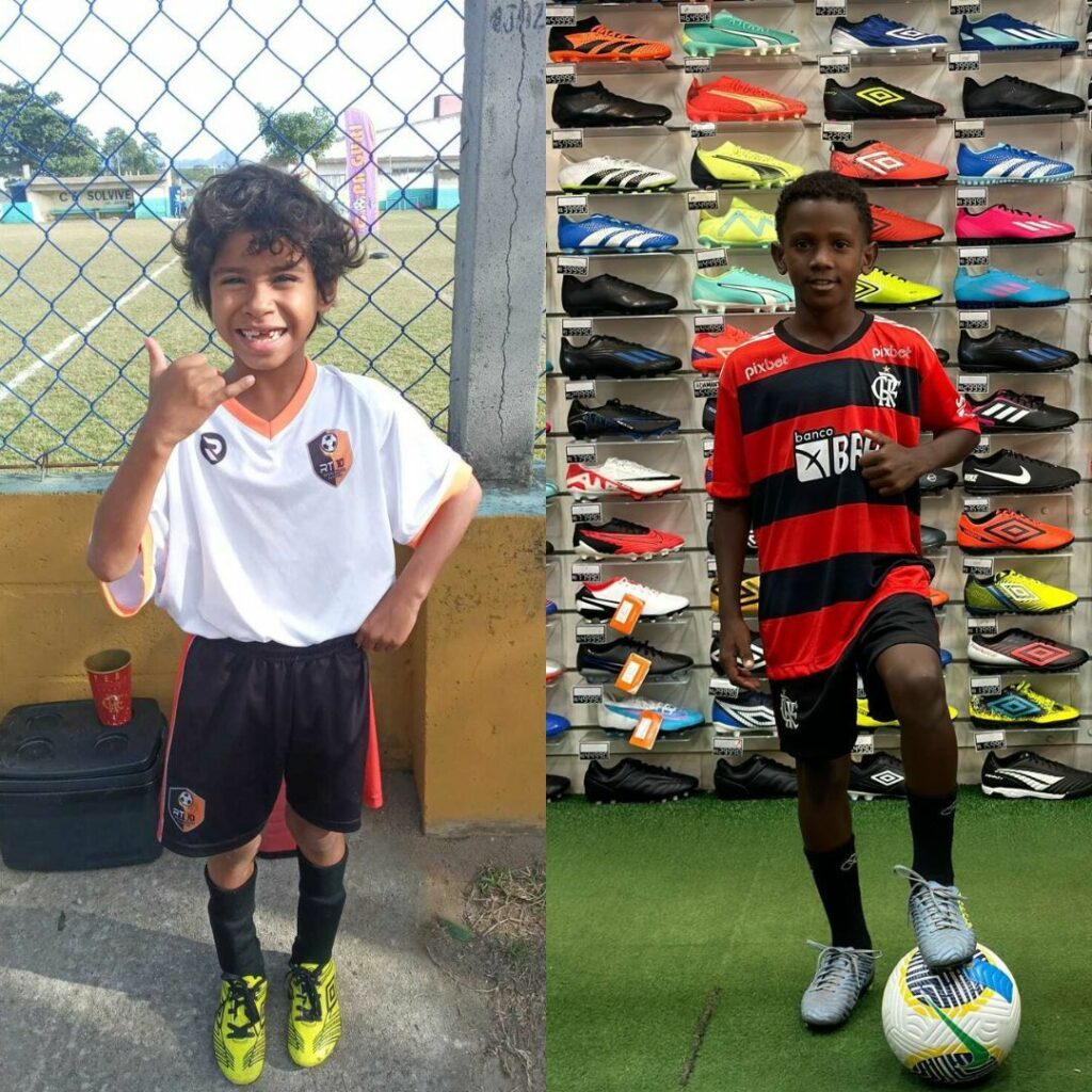 montagem meninos - Meninos de Guarapari são selecionados para teste de futebol no Flamengo