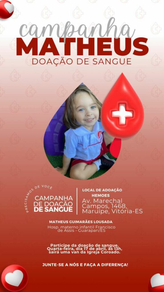 WhatsApp Image 2024 04 16 at 16.40.36 - Criança de Guarapari precisa de doação de sangue com urgência; veja como ajudar