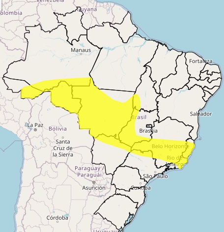 mapa 18abr - Alerta amarelo: chuvas intensas podem atingir Guarapari e outras 48 cidades capixabas