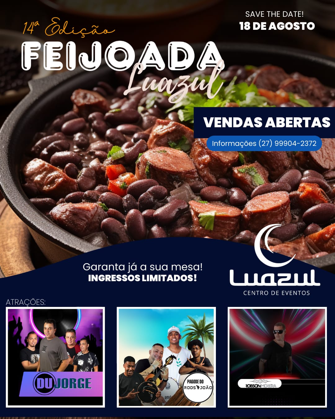 Luazul prepara 14ª edição de tradicional Feijoada com tarde animada e atrações musicais