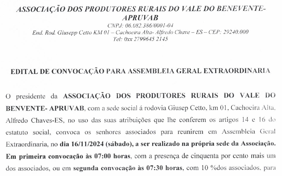 APRUVAB – Edital de Convocação para Assembléia Geral Extraordinária