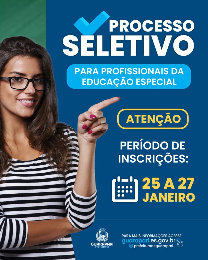 Inscrições para processo seletivo da Educação Especial em Guarapari terminam nesta segunda (27) 1 selecao educacao especial