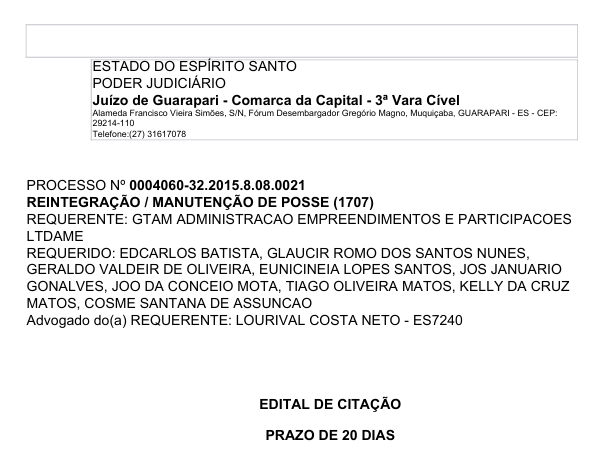 EDITAL DE CITAÇÃO GTA