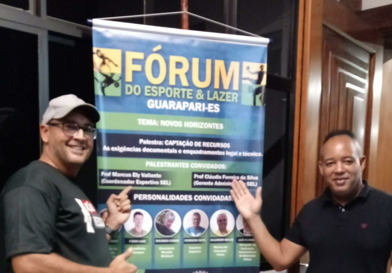 Gestor de Guarapari transformou o esporte em ferramenta de cidadania 7 Foi palestrante no Forum do Esporte e Lazer de Guarapari Marcus VAilente e Claudio Ferreira
