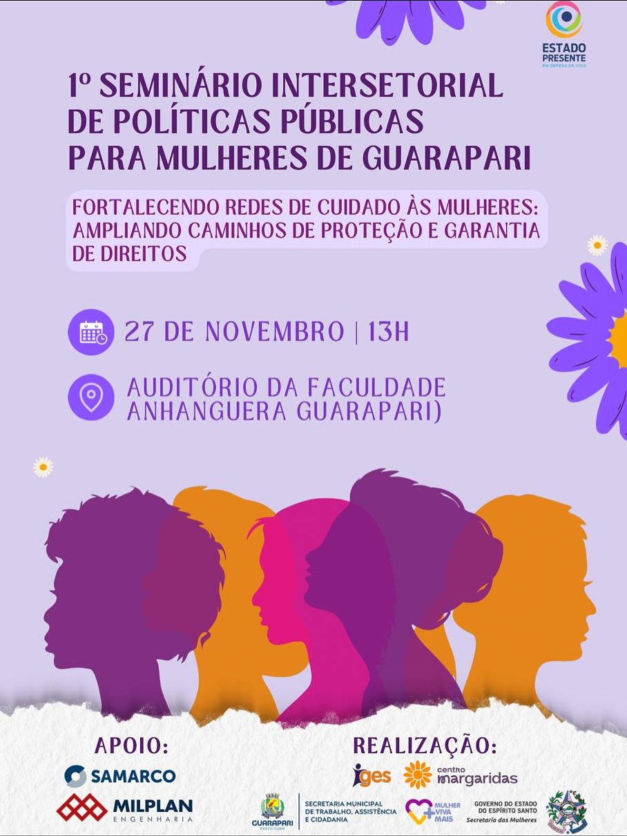 Guarapari abre inscrições para seminário de políticas públicas para as mulheres 1 📣Convite especial 1o SEMINARIO INTERSETORIAL DE POLITICAS PARA AS MULHERES DE GUARAPARI O muni1