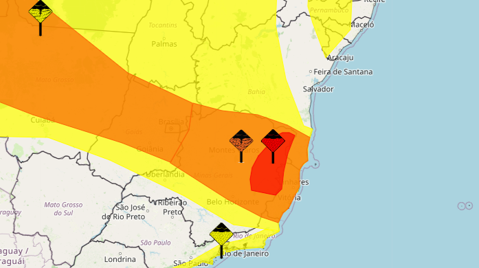 Guarapari tem alertas para chuvas intensas e tempestade até quarta (7) 2 mapa inmet