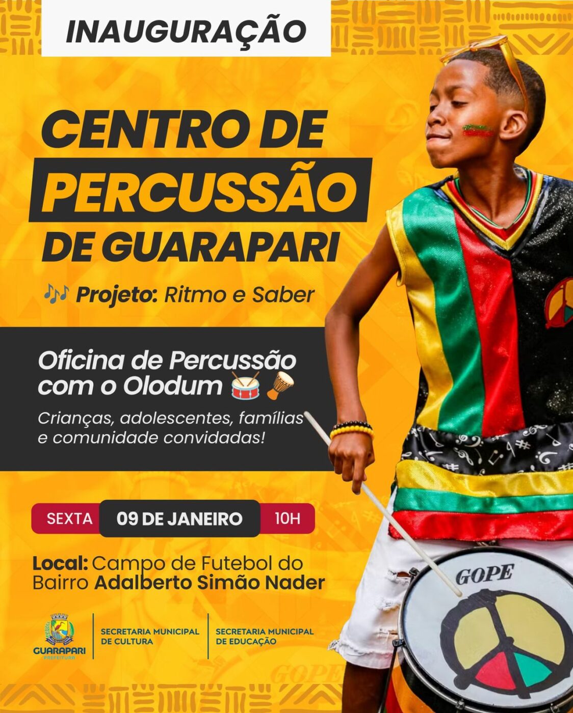 Esquenta Guarapari: Olodum abre programação e apadrinha projeto de percussão na cidade 4 projeto ritmo e saber3