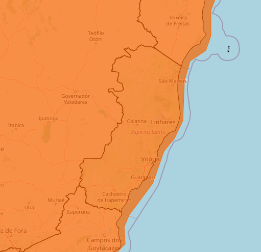 Guarapari sob dois alertas de chuva forte; confira a previsão do tempo 2 laranja