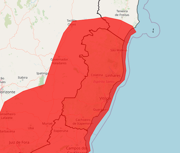 Guarapari sob dois alertas de chuva forte; confira a previsão do tempo 3 vermelho