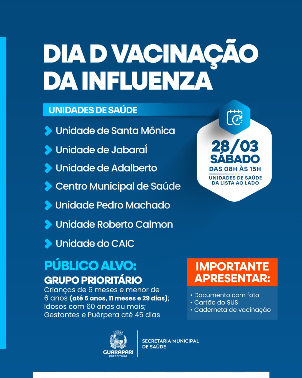 Dia D contra a Influenza em Guarapari, Anchieta e Alfredo Chaves neste sábado (28) 2 Dia D Vacinacao Influenza 2026