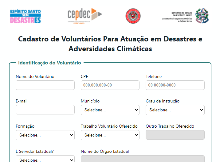 ES lança cadastro de voluntários para atuação em desastres climáticos 2 Capturar 1