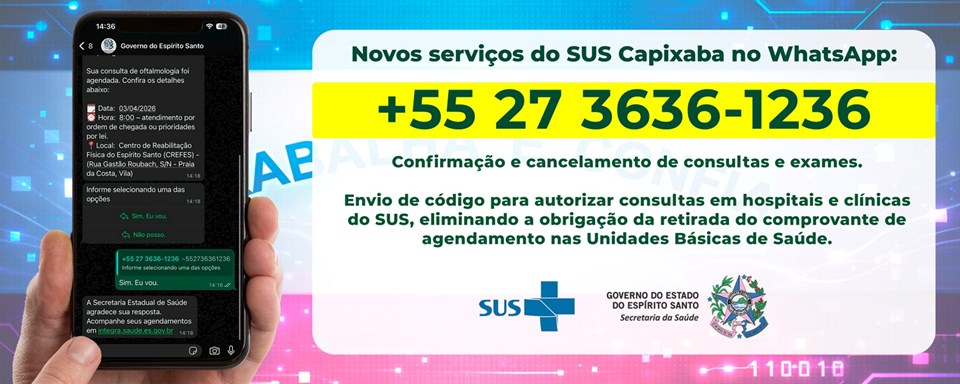 SUS Capixaba: usuários poderão cancelar consultas e exames pelo celular 2 sesa wpp