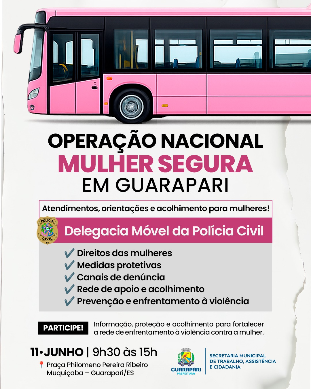 Operação Nacional Mulher Segura: Guarapari recebe iniciativa de orientação e acolhimento para mulheres 1 SaveClip.App 721667264 18398824117153895 5426331364694984786 n