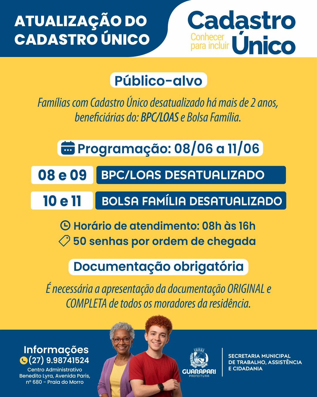 Semana começa com ação de atualização do CadÚnico em Guarapari 2 acao cadunico 2