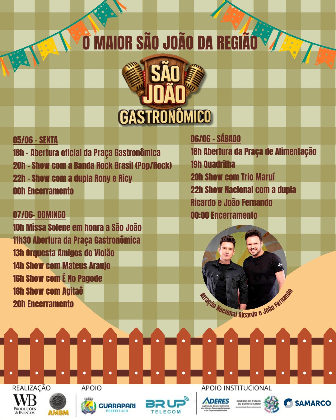 Guarapari de muitos ritmos com três eventos simultâneos neste feriadão 3 🌽🎶 O clima de festa junina ja tomou conta de Meaipe 🎶🌽De 05 a 07 de junho acontece o Sao J