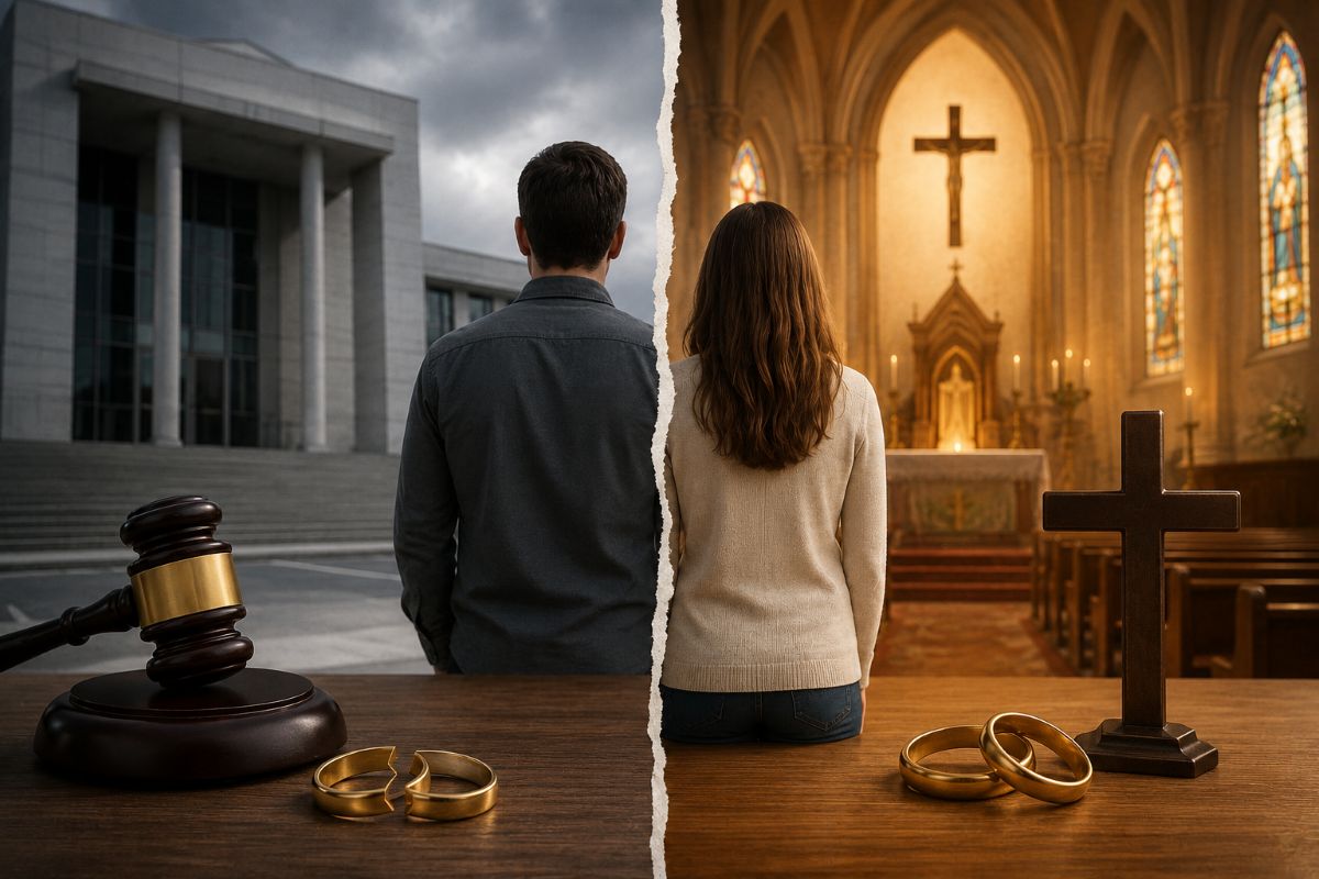 Separado na lei, mas ainda casado? Entenda a diferença entre divórcio civil e nulidade matrimonial na Igreja Católica 1 Imagem tema