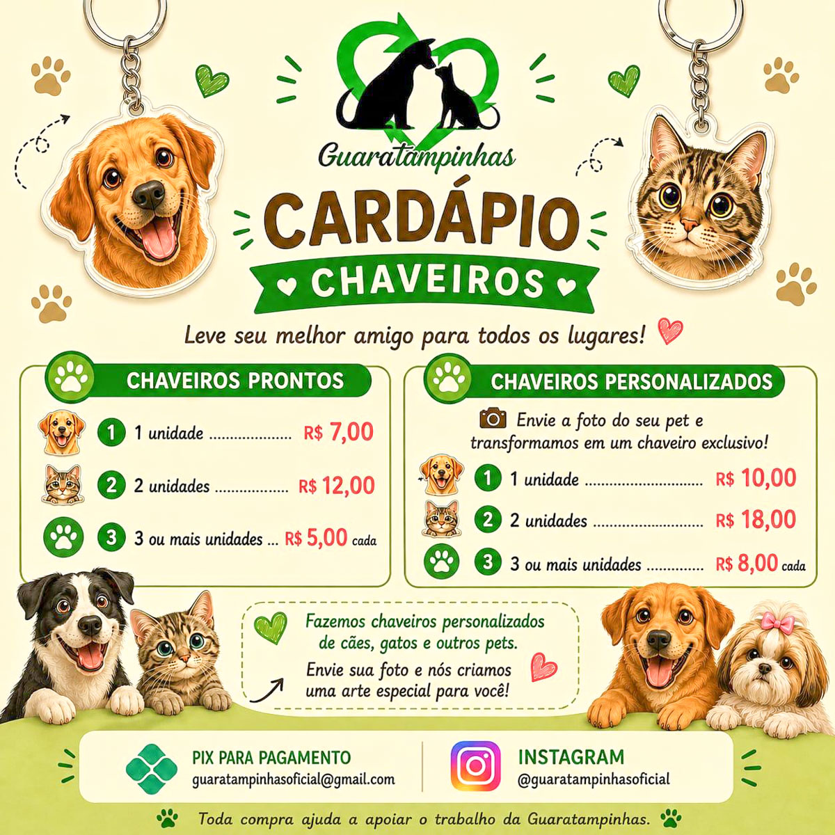 Quem cuida de quem cuida? 6 Tabela dos chaveiros Guaratampinhas