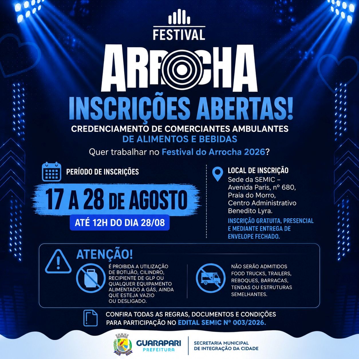 Credenciamento para ambulantes trabalharem no Festival do Arrocha em Guarapari está aberto 1 WhatsApp Image 2026 08 17 at 17.03.28