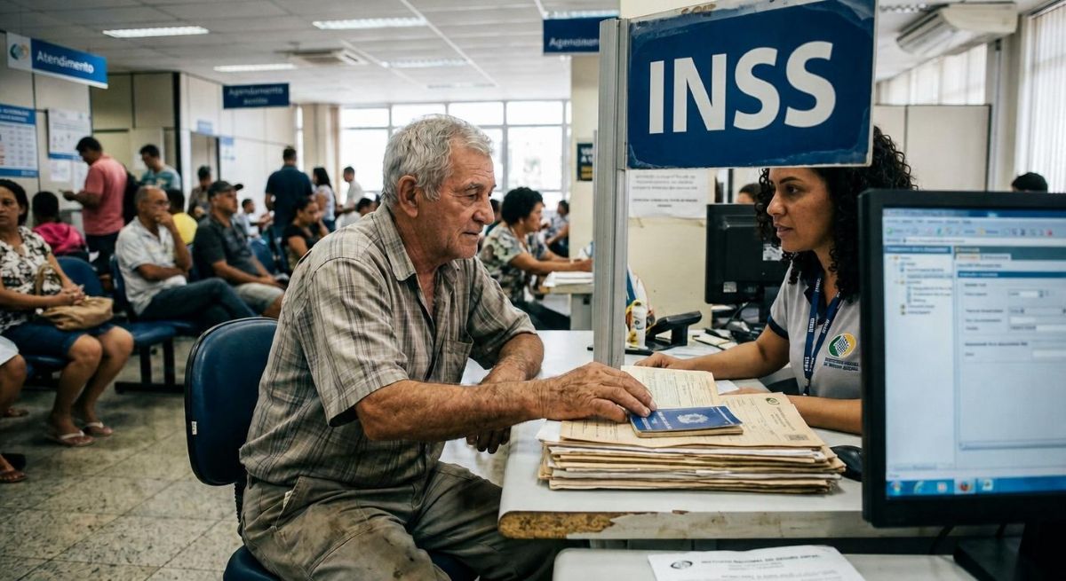 Você trabalhou a vida inteira. Mas será que o INSS sabe disso? 1 Placa azul com INSS