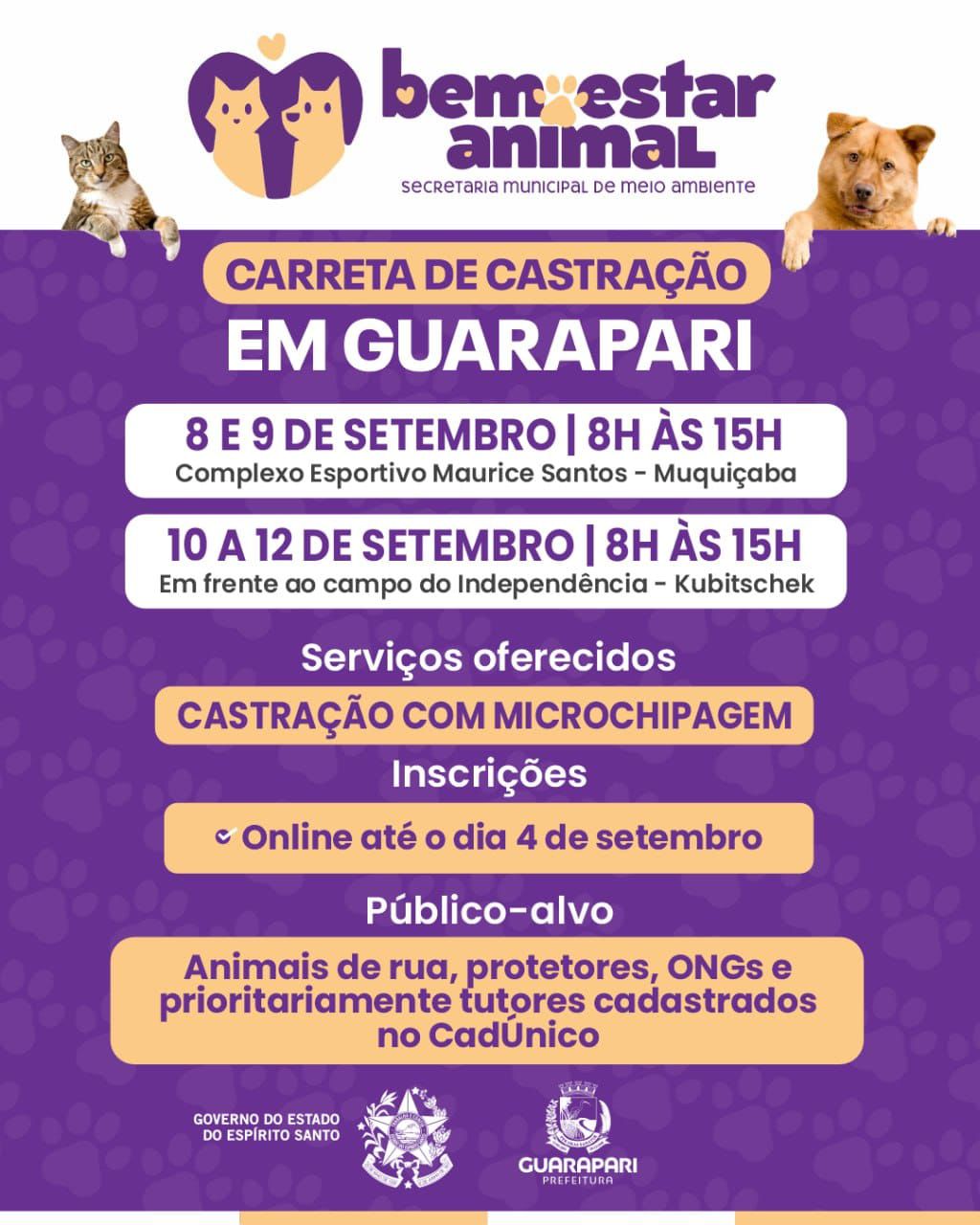 Nova etapa de castração gratuita para cães e gatos em Guarapari tem inscrições abertas 2 WhatsApp Image 2026 09 03 at 08.18.15